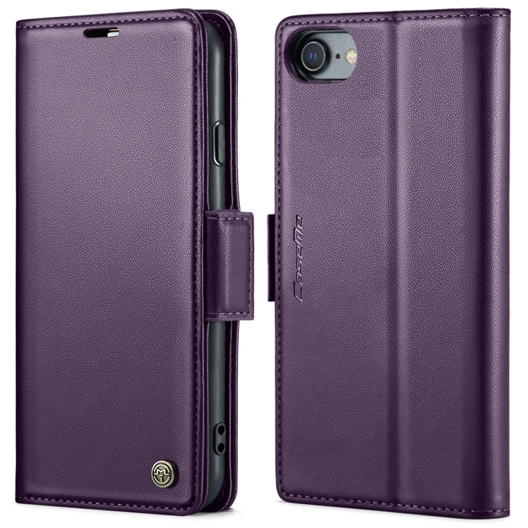 For iPhone SE 2022/SE 2020/6/7/8 CaseMe 023 Butterfly Buckle Litchi Texture RFID Anti-theft Leather Phone Case(Pearly Purple) - HoMEdemic™ 