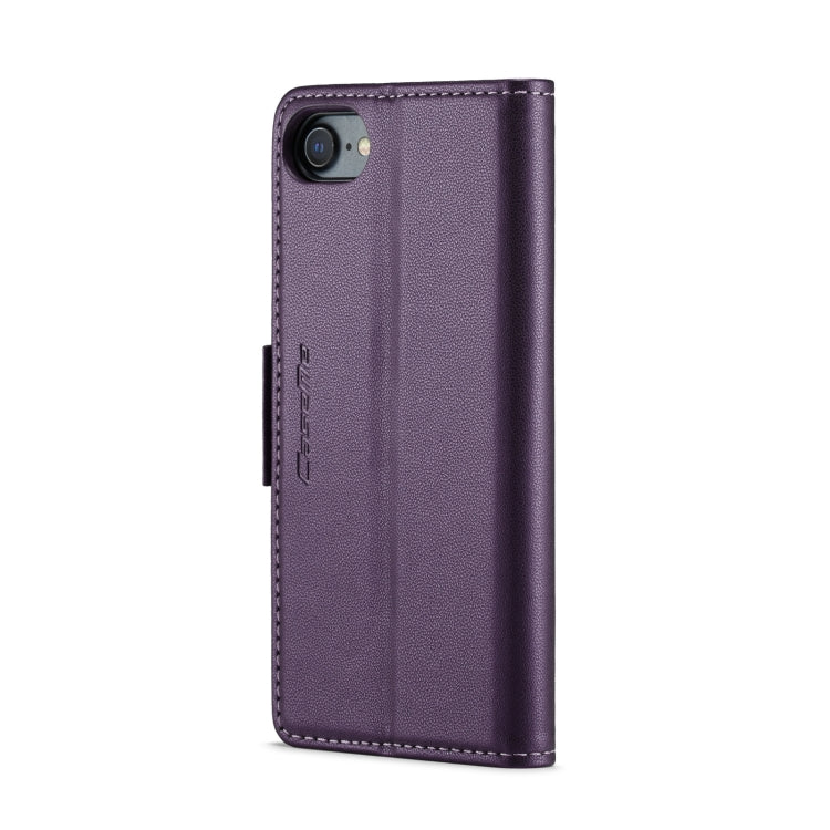For iPhone SE 2022/SE 2020/6/7/8 CaseMe 023 Butterfly Buckle Litchi Texture RFID Anti-theft Leather Phone Case(Pearly Purple) - HoMEdemic™ 