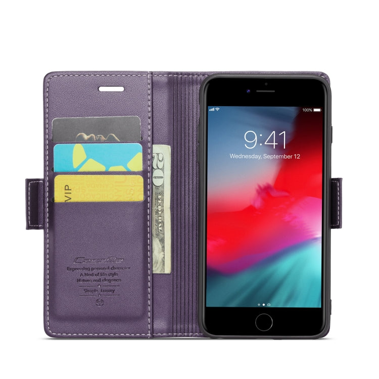 For iPhone 6 Plus/7 Plus/8 Plus CaseMe 023 Butterfly Buckle Litchi Texture RFID Anti-theft Leather Phone Case(Pearly Purple) - HoMEdemic™ 
