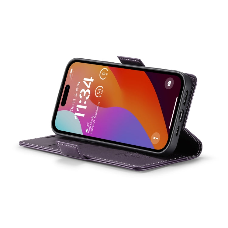 For iPhone 15 Pro Max CaseMe 023 Butterfly Buckle Litchi Texture RFID Anti-theft Leather Phone Case(Pearly Purple) - HoMEdemic™ 