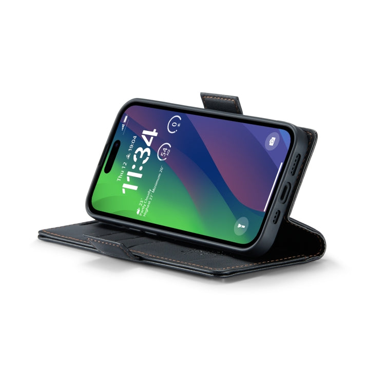 For iPhone 15 CaseMe 023 Butterfly Buckle Litchi Texture RFID Anti-theft Leather Phone Case(Black) - HoMEdemic™ 