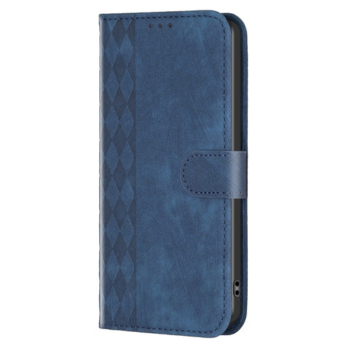 For iPhone 15 Pro Max Plaid Embossed Leather Phone Case(Blue) - HoMEdemic™ 