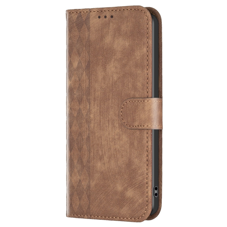 For iPhone 15 Pro Plaid Embossed Leather Phone Case(Brown) - HoMEdemic™ 