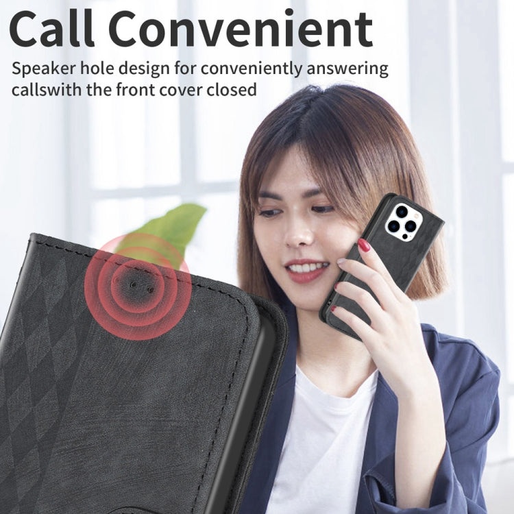 For iPhone 15 Pro Plaid Embossed Leather Phone Case(Black) - HoMEdemic™ 