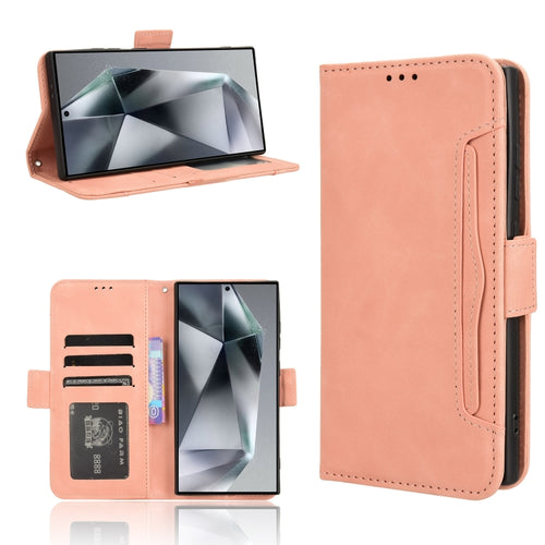 For Samsung Galaxy S24 Ultra 5G Skin Feel Calf Texture Card Slots Leather Phone Case(Pink) - HoMEdemic™ 