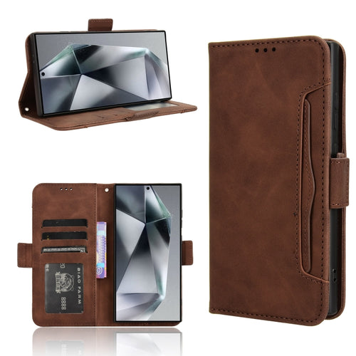 For Samsung Galaxy S24 Ultra 5G Skin Feel Calf Texture Card Slots Leather Phone Case(Brown) - HoMEdemic™ 