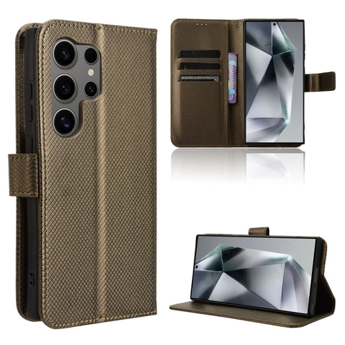 For Samsung Galaxy S24 Ultra 5G Diamond Texture Leather Phone Case(Brown) - HoMEdemic™ 