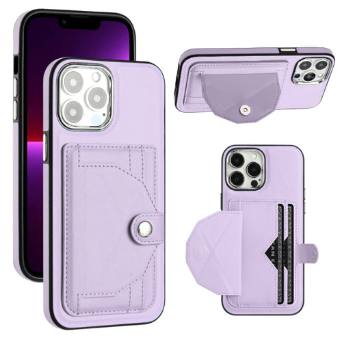 For iPhone 15 Pro Max Shockproof Leather Phone Case with Card Holder(Purple) - HoMEdemic™ 