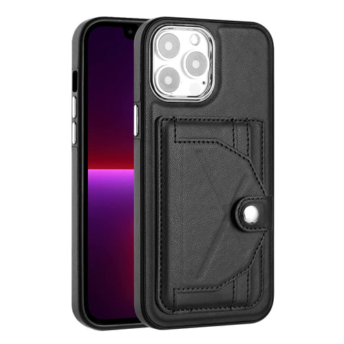 For iPhone 15 Pro Max Shockproof Leather Phone Case with Card Holder(Black) - HoMEdemic™ 