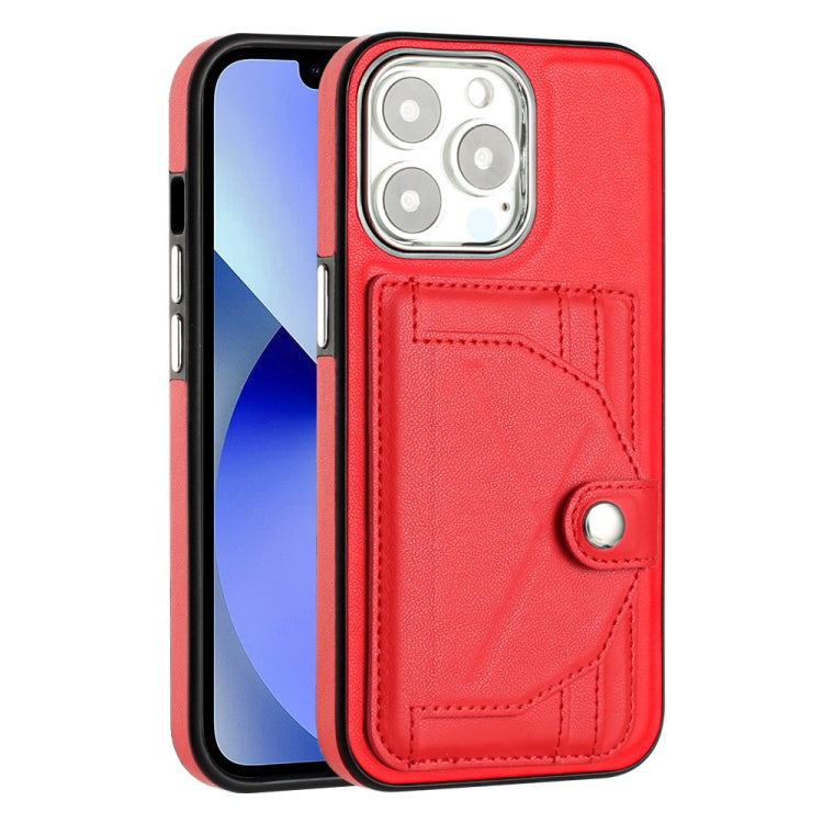 For iPhone 15 Pro Shockproof Leather Phone Case with Card Holder(Red) - HoMEdemic™ 