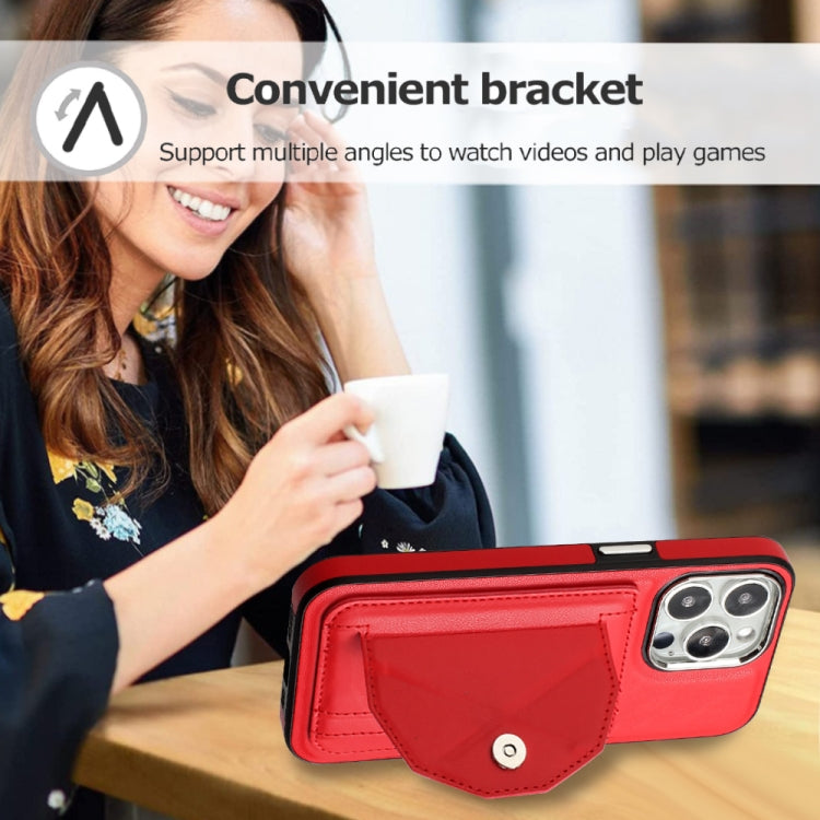 For iPhone 15 Pro Shockproof Leather Phone Case with Card Holder(Red) - HoMEdemic™ 