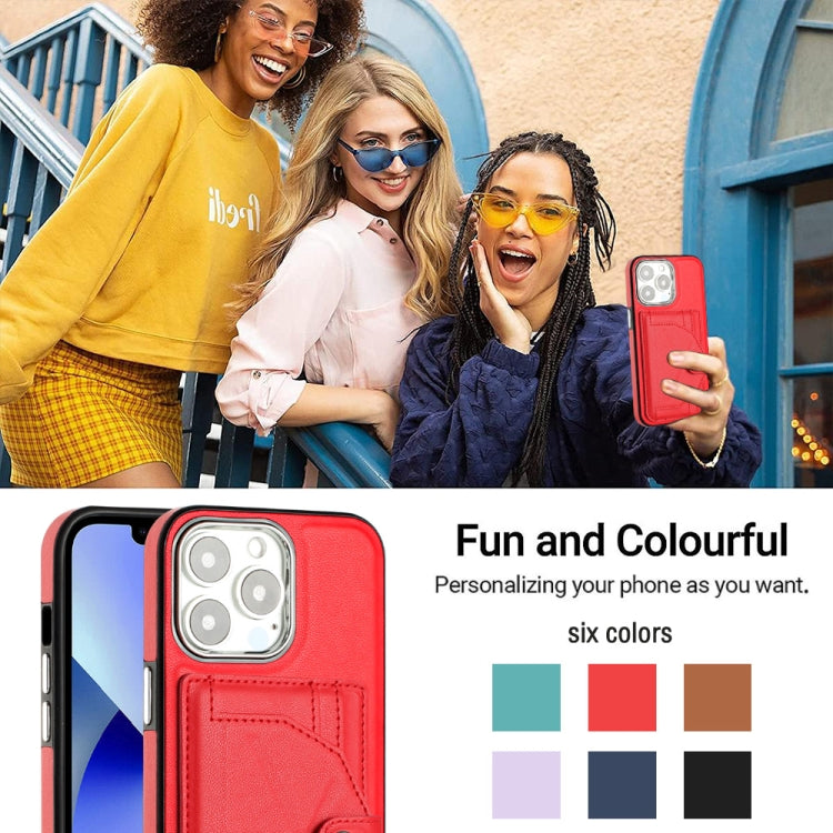 For iPhone 15 Pro Shockproof Leather Phone Case with Card Holder(Red) - HoMEdemic™ 