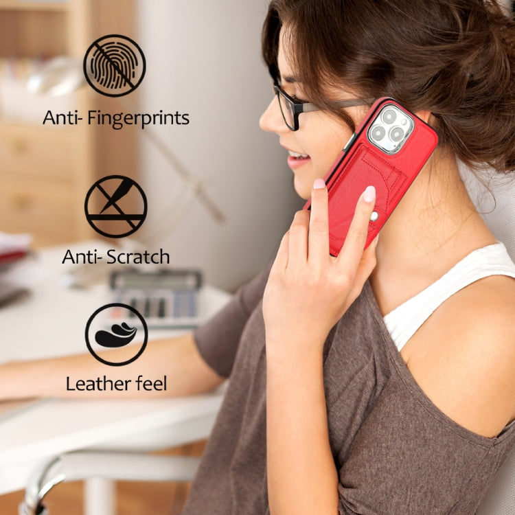For iPhone 15 Pro Shockproof Leather Phone Case with Card Holder(Red) - HoMEdemic™ 