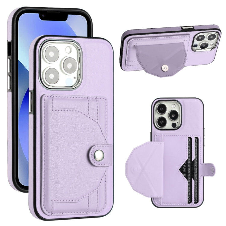 For iPhone 15 Pro Shockproof Leather Phone Case with Card Holder(Purple) - HoMEdemic™ 