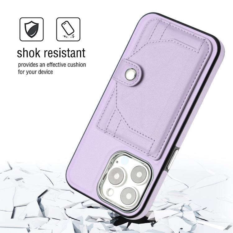 For iPhone 15 Pro Shockproof Leather Phone Case with Card Holder(Purple) - HoMEdemic™ 