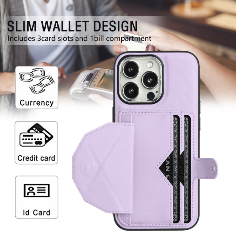 For iPhone 15 Pro Shockproof Leather Phone Case with Card Holder(Purple) - HoMEdemic™ 