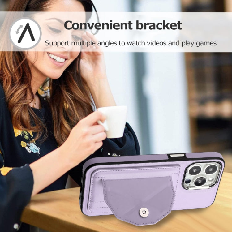 For iPhone 15 Pro Shockproof Leather Phone Case with Card Holder(Purple) - HoMEdemic™ 