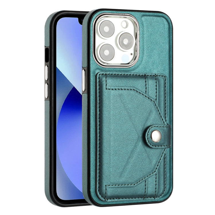 For iPhone 15 Pro Shockproof Leather Phone Case with Card Holder(Green) - HoMEdemic™ 