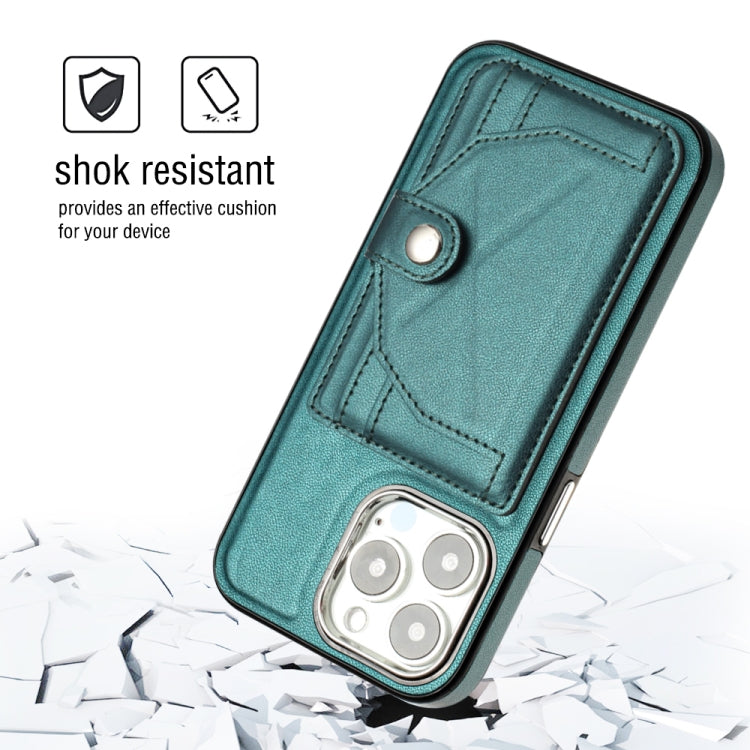 For iPhone 15 Pro Shockproof Leather Phone Case with Card Holder(Green) - HoMEdemic™ 