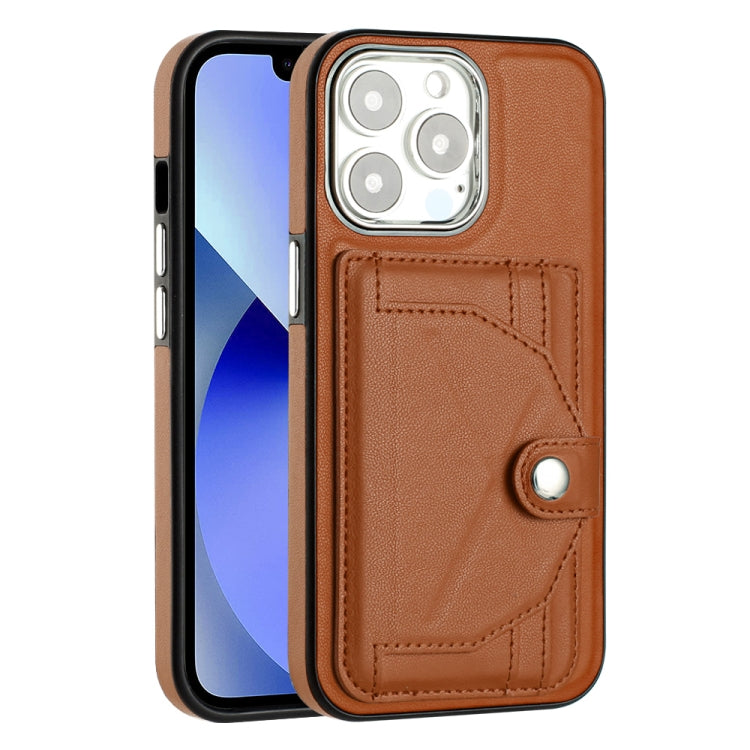 For iPhone 15 Pro Shockproof Leather Phone Case with Card Holder(Brown) - HoMEdemic™ 