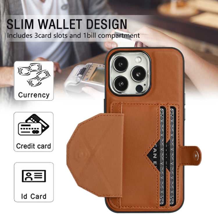 For iPhone 15 Pro Shockproof Leather Phone Case with Card Holder(Brown) - HoMEdemic™ 