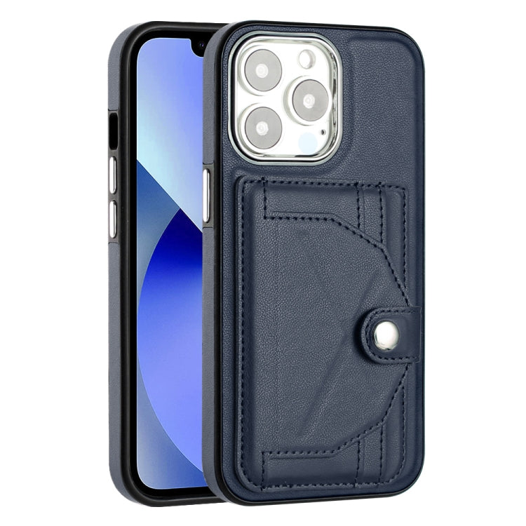 For iPhone 15 Pro Shockproof Leather Phone Case with Card Holder(Blue) - HoMEdemic™ 
