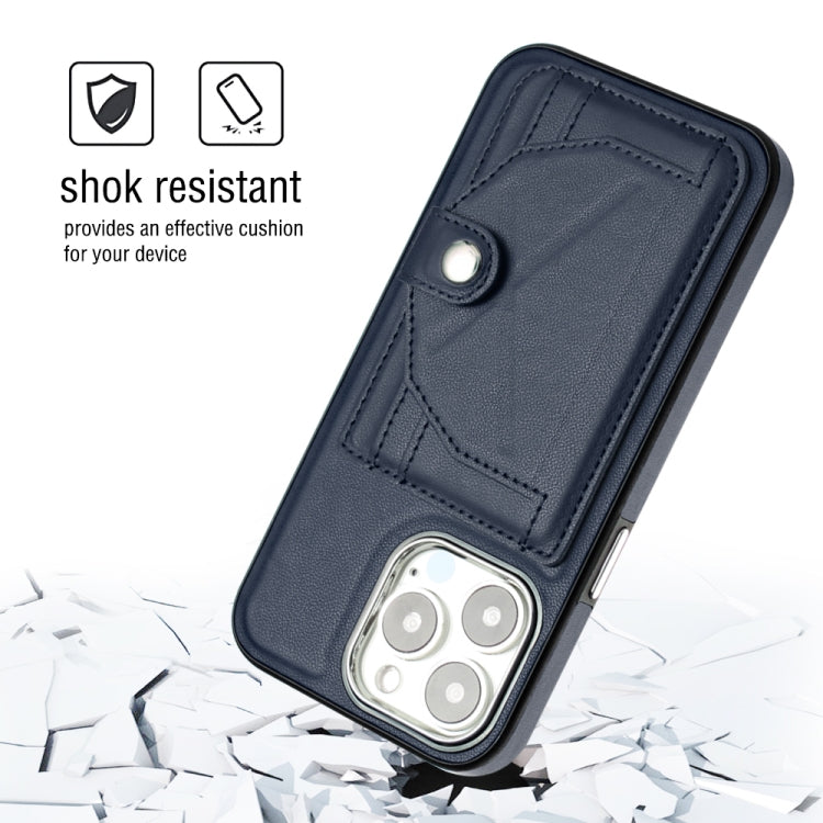 For iPhone 15 Pro Shockproof Leather Phone Case with Card Holder(Blue) - HoMEdemic™ 