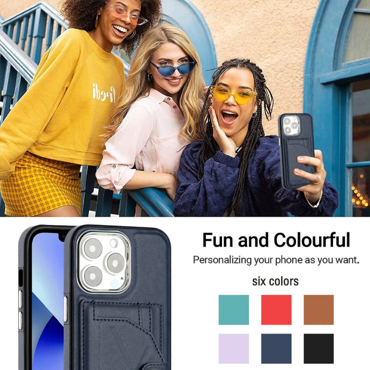 For iPhone 15 Pro Shockproof Leather Phone Case with Card Holder(Blue) - HoMEdemic™ 