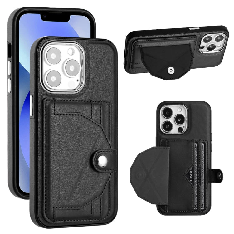 For iPhone 15 Pro Shockproof Leather Phone Case with Card Holder(Black) - HoMEdemic™ 