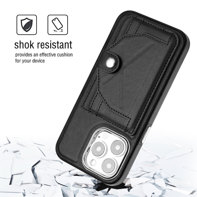 For iPhone 15 Pro Shockproof Leather Phone Case with Card Holder(Black) - HoMEdemic™ 