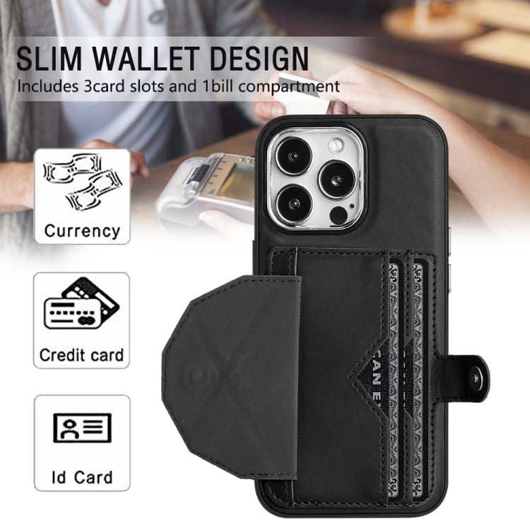 For iPhone 15 Pro Shockproof Leather Phone Case with Card Holder(Black) - HoMEdemic™ 