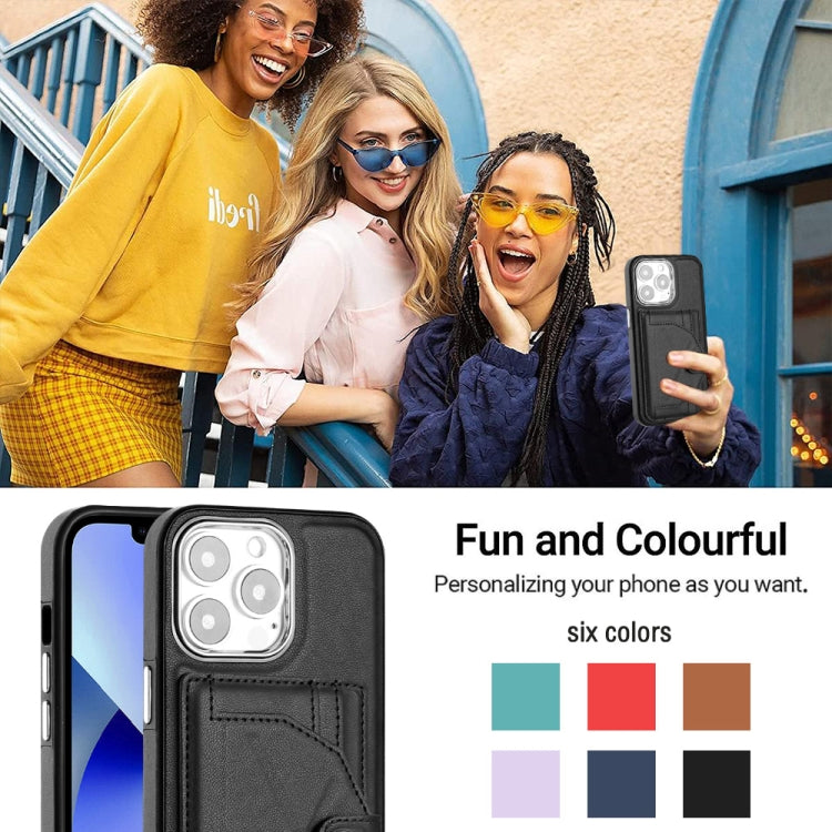 For iPhone 15 Pro Shockproof Leather Phone Case with Card Holder(Black) - HoMEdemic™ 