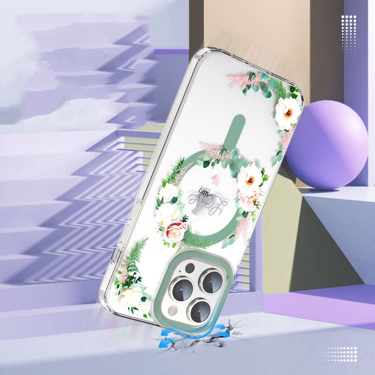 For iPhone 15 Pro MagSafe Magnetic TPU Phone Case(White Pink Rose) - HoMEdemic™ 