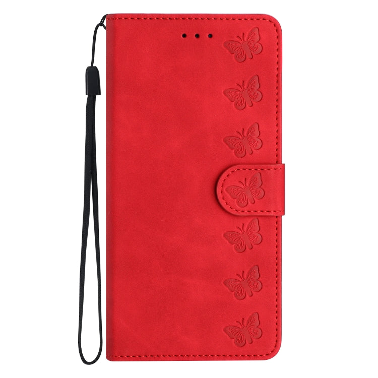 For iPhone 15 Pro Max Seven Butterflies Embossed Leather Phone Case(Red) - HoMEdemic™ 
