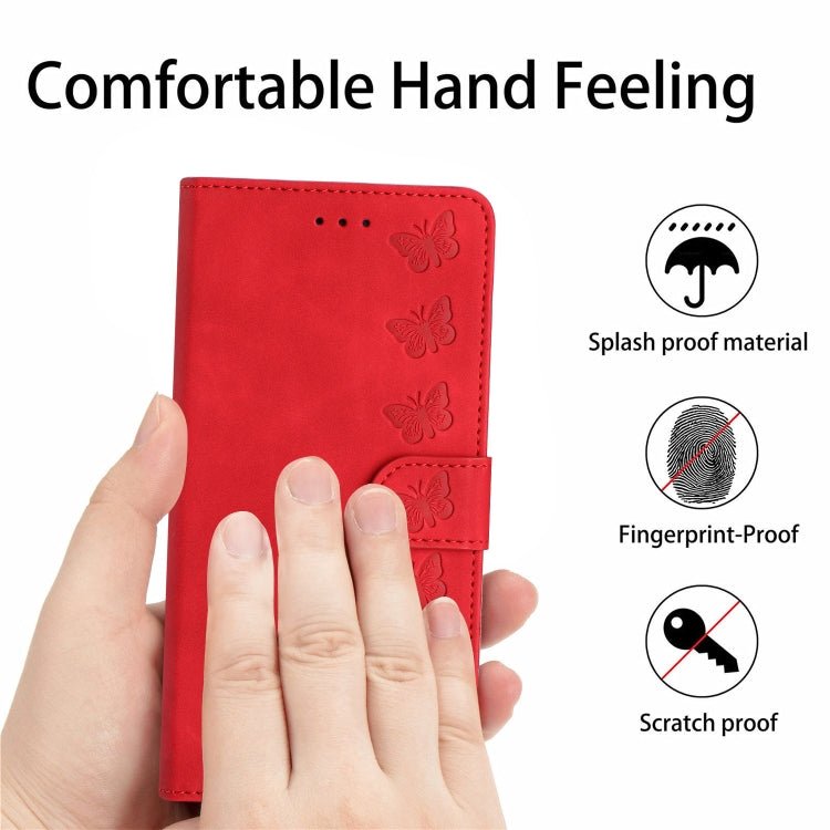 For iPhone 15 Pro Max Seven Butterflies Embossed Leather Phone Case(Red) - HoMEdemic™ 
