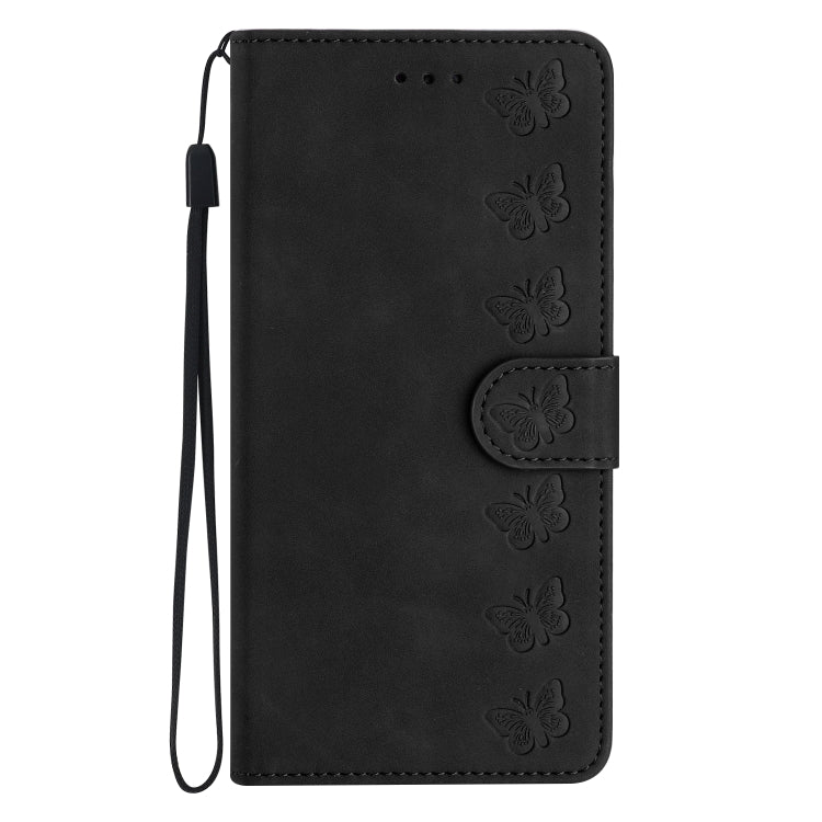 For iPhone 15 Pro Seven Butterflies Embossed Leather Phone Case(Black) - HoMEdemic™ 