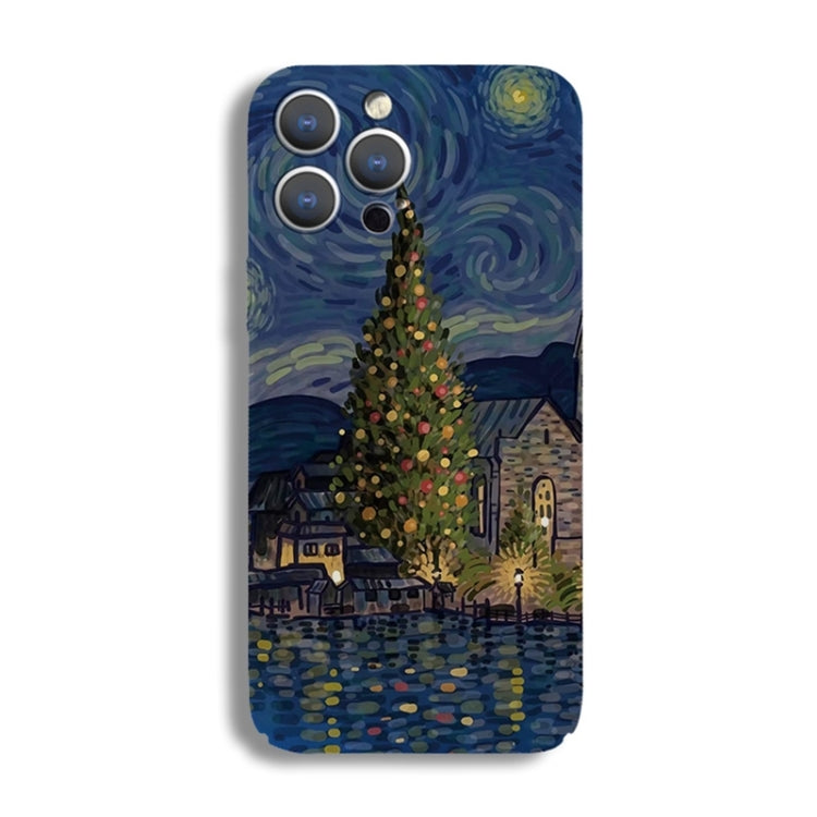 For iPhone 15 Pro Precise Hole Oil Painting Pattern PC Phone Case(Castle) - HoMEdemic™ 
