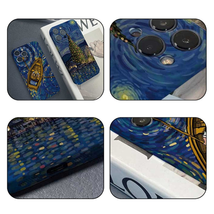 For iPhone 15 Pro Precise Hole Oil Painting Pattern PC Phone Case(Castle) - HoMEdemic™ 