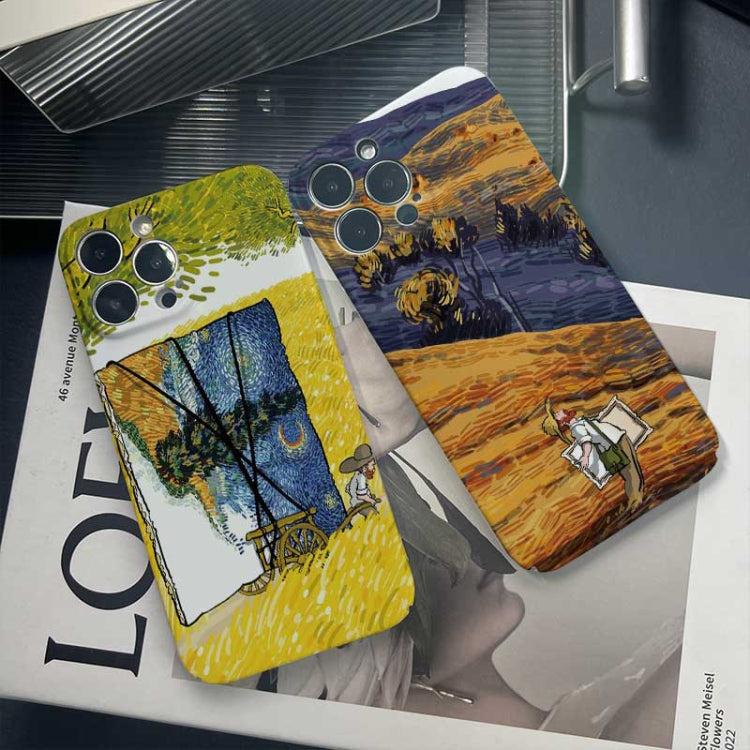 For iPhone 15 Pro Precise Hole Oil Painting Pattern PC Phone Case(Evening Breeze) - HoMEdemic™ 