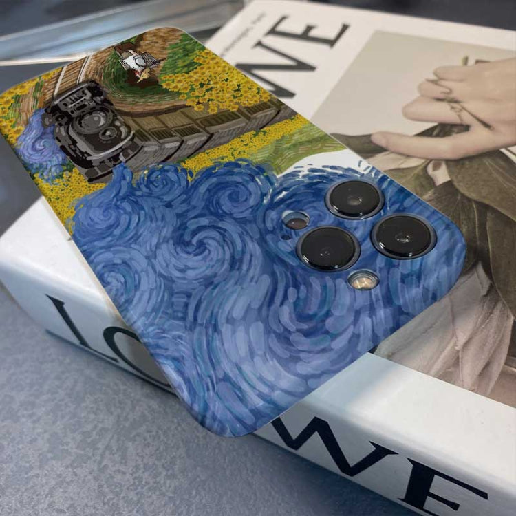 For iPhone 15 Pro Precise Hole Oil Painting Pattern PC Phone Case(Evening Breeze) - HoMEdemic™ 