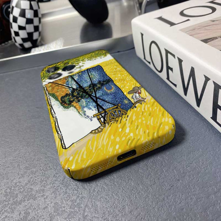 For iPhone 15 Pro Precise Hole Oil Painting Pattern PC Phone Case(Evening Breeze) - HoMEdemic™ 