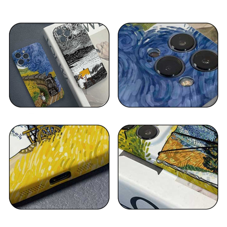 For iPhone 15 Pro Precise Hole Oil Painting Pattern PC Phone Case(Evening Breeze) - HoMEdemic™ 