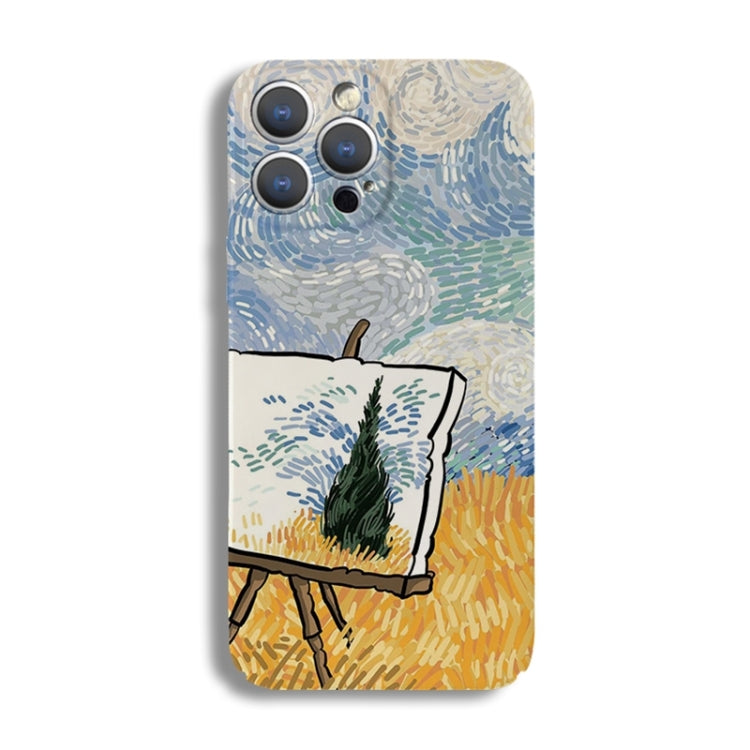 For iPhone 15 Pro Precise Hole Oil Painting Pattern PC Phone Case(Landscape Painting) - HoMEdemic™ 