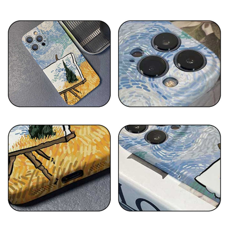 For iPhone 15 Pro Precise Hole Oil Painting Pattern PC Phone Case(Landscape Painting) - HoMEdemic™ 