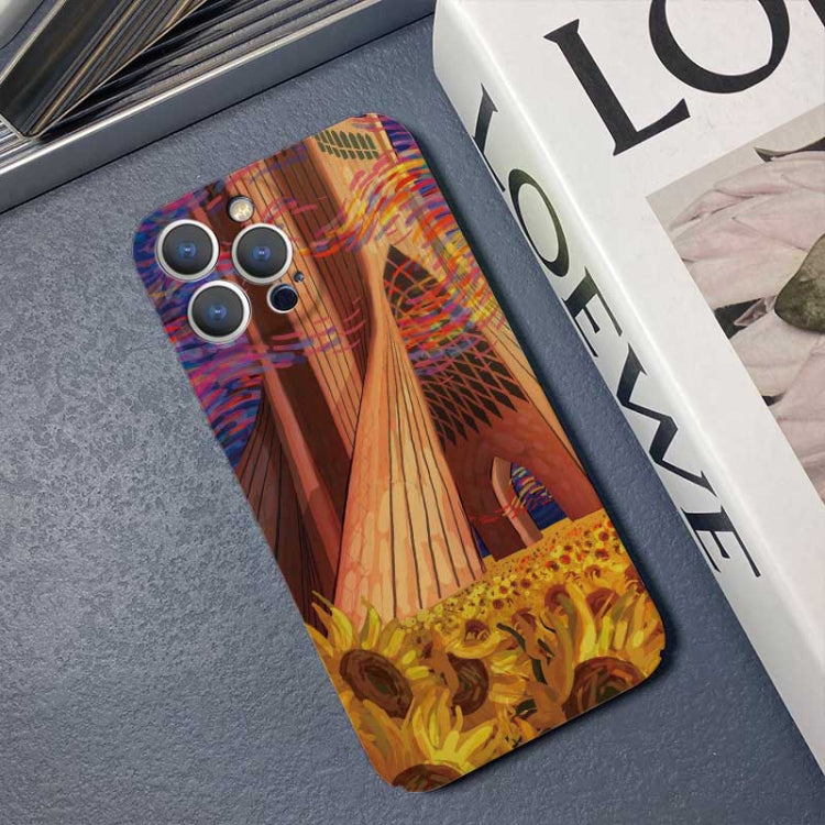 For iPhone 15 Pro Precise Hole Oil Painting Pattern PC Phone Case(Architectural Painting) - HoMEdemic™ 