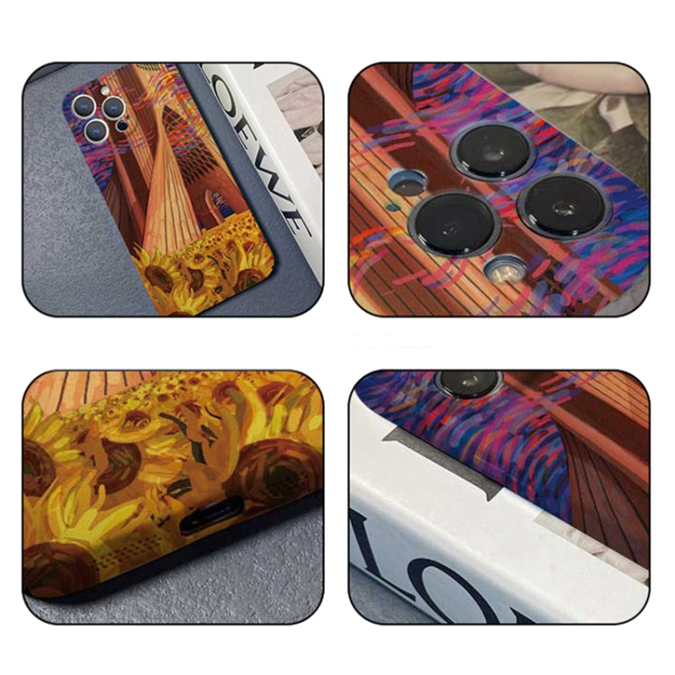 For iPhone 15 Pro Precise Hole Oil Painting Pattern PC Phone Case(Architectural Painting) - HoMEdemic™ 