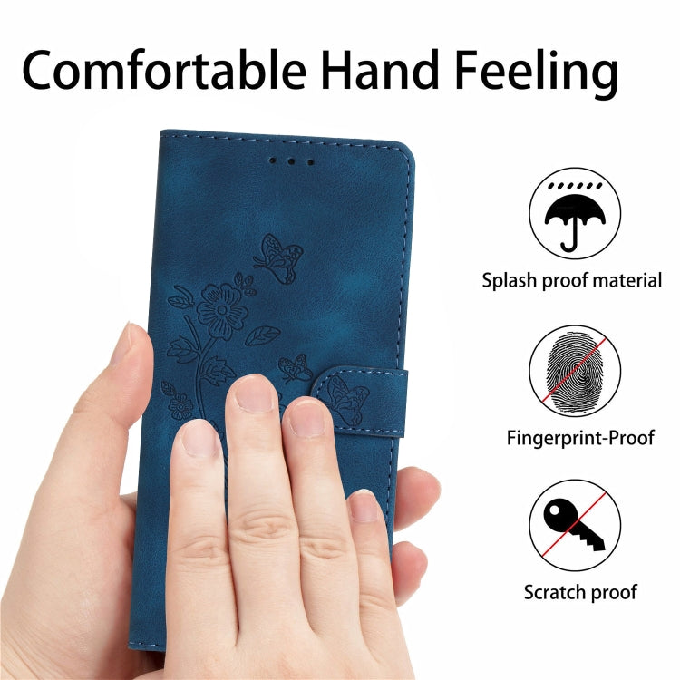 For iPhone 15 Pro Max Flower Butterfly Embossing Pattern Leather Phone Case(Blue) - HoMEdemic™ 