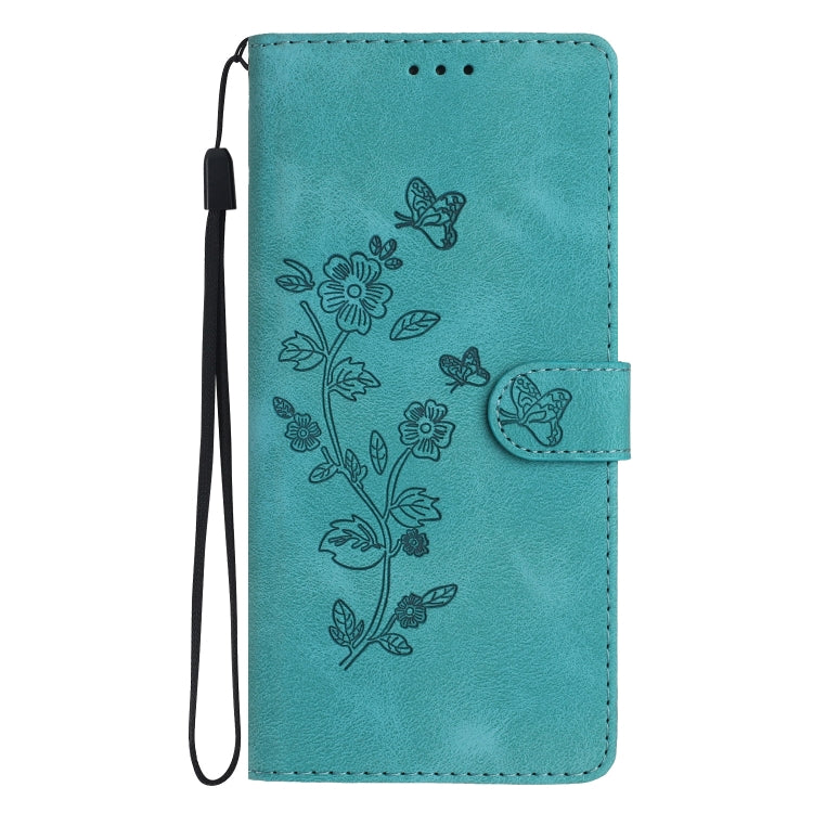 For iPhone 15 Pro Max Flower Butterfly Embossing Pattern Leather Phone Case(Sky Blue) - HoMEdemic™ 