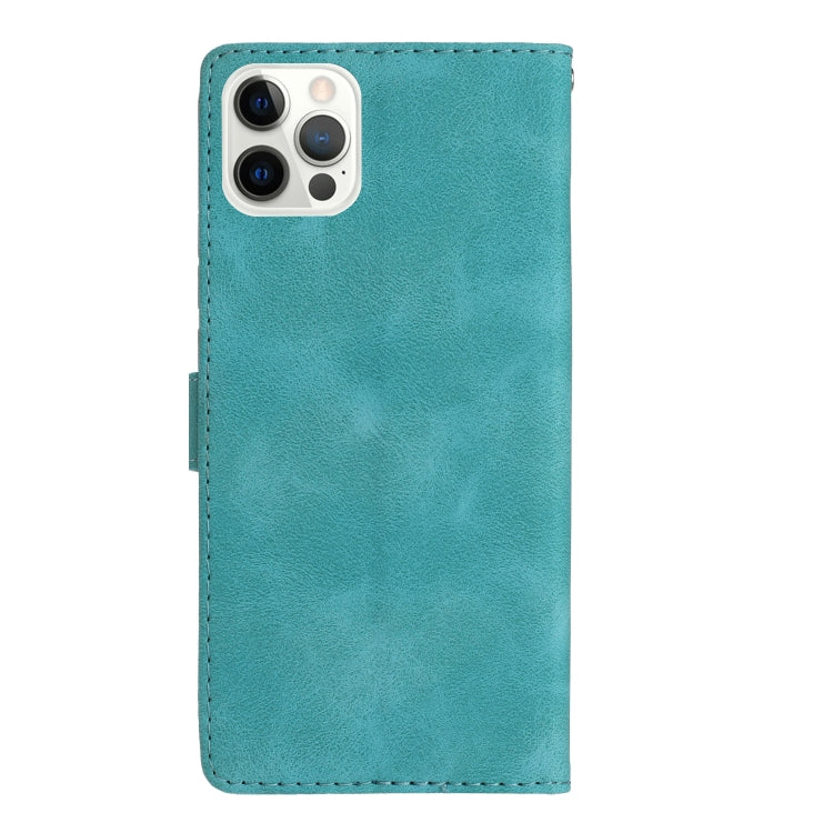 For iPhone 15 Pro Max Flower Butterfly Embossing Pattern Leather Phone Case(Sky Blue) - HoMEdemic™ 