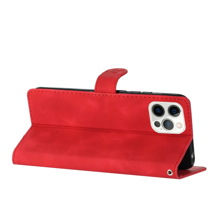 For iPhone 15 Pro Flower Butterfly Embossing Pattern Leather Phone Case(Red) - HoMEdemic™ 